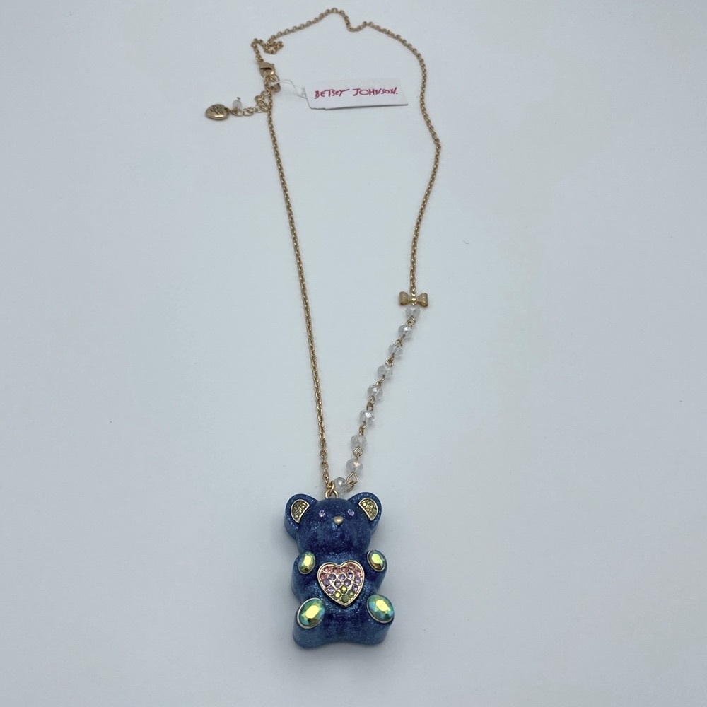 NWT Betsey Johnson Blue Gummy Bear Necklace